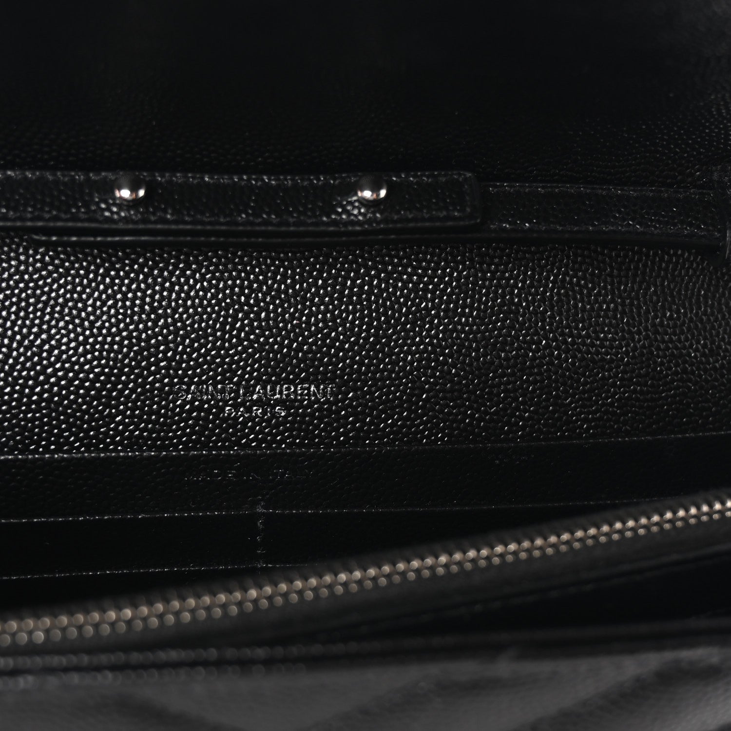 Saint Laurent Grain De Poudre Matelasse Chevron Monogram Chain Wallet Black 6 of 10