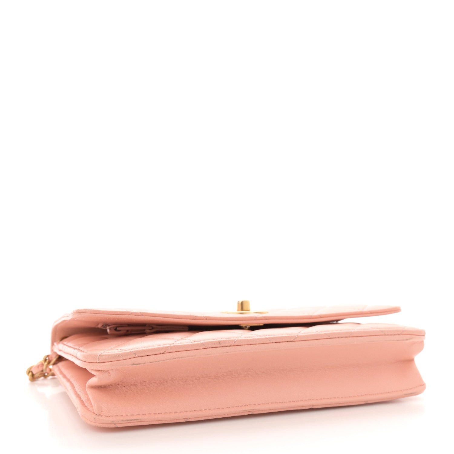 Chanel Lambskin Quilted CC Pearl Crush Wallet on Chain WOC Light Orange 5 of 12