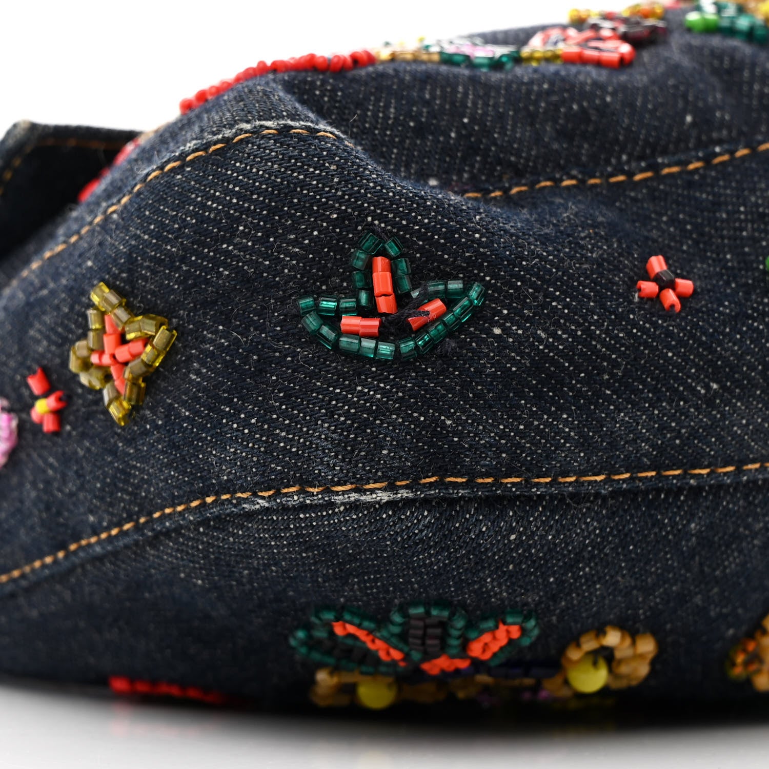 Fendi Denim Ricami Beaded Baguette Blue 8 of 10