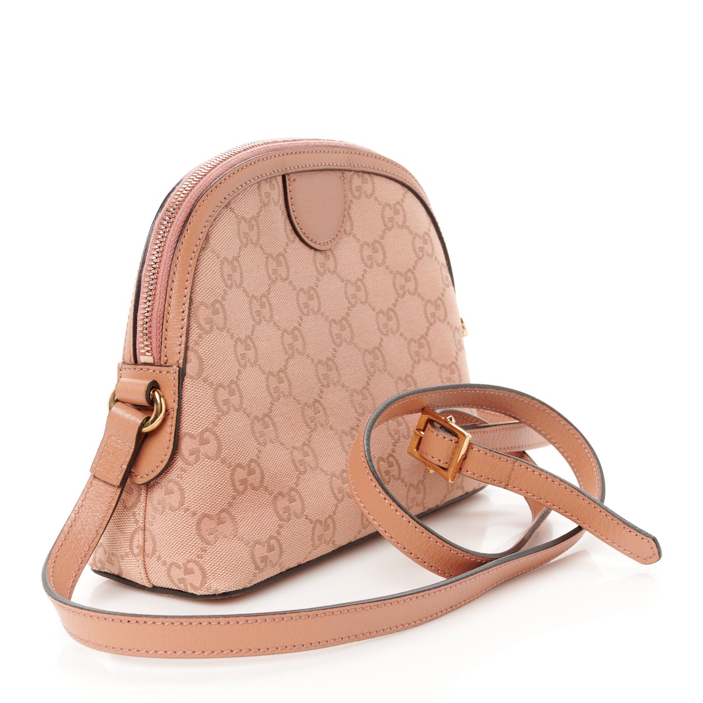 Monogram Textured Dollar Calfskin Small Ophidia Dome Shoulder Bag Cloche Rose Pink
