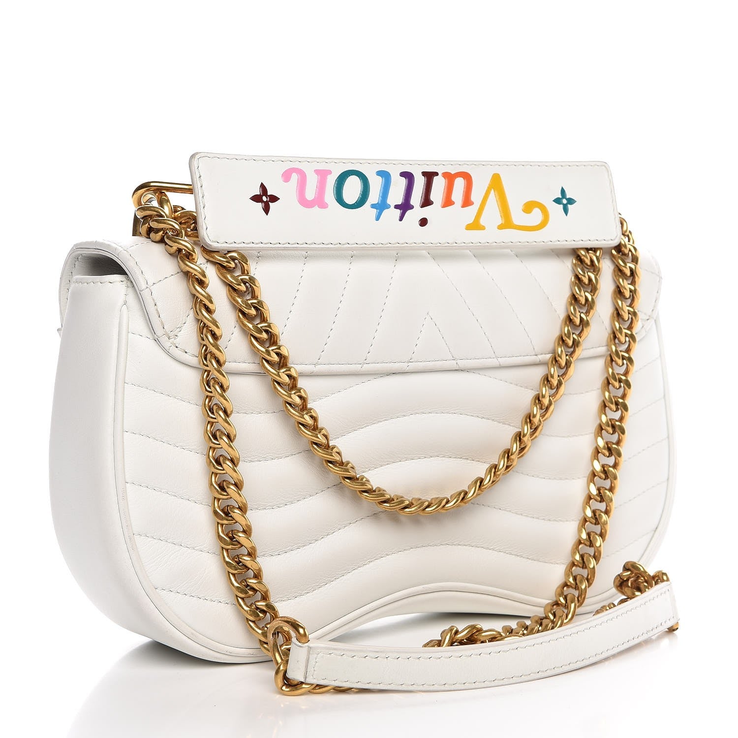 Louis Vuitton Calfskin New Wave Chain MM Snow 4 of 13