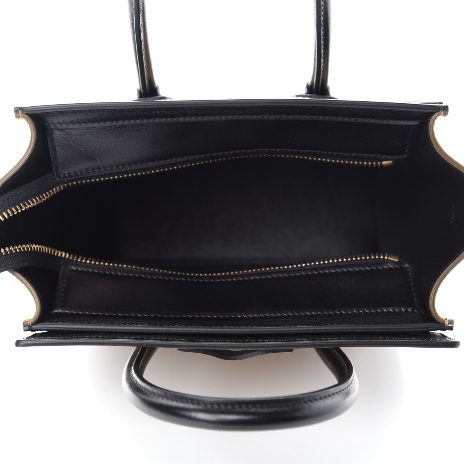 Celine Crocodile Embossed Nubuck Smooth Calfskin Bi-Color Nano Luggage Havana Black 5 of 10