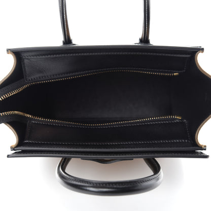 Celine Crocodile Embossed Nubuck Smooth Calfskin Bi-Color Nano Luggage Havana Black 5 of 10