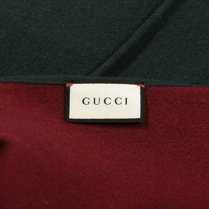 Gucci Wool Silk Guccium Scarf Petroleum Blue Bordeaux 4 of 4