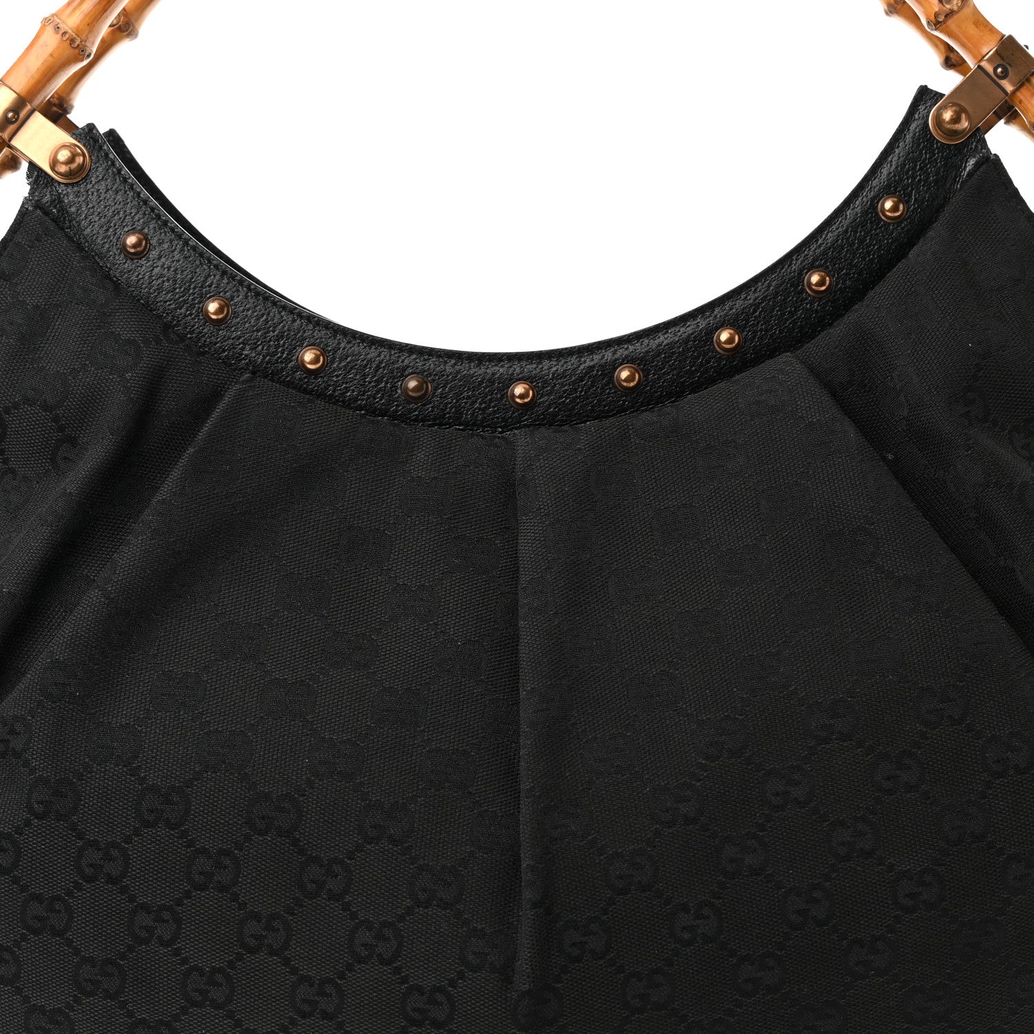 Gucci Monogram Bamboo Top Handle Shoulder Bag Black 8 of 13