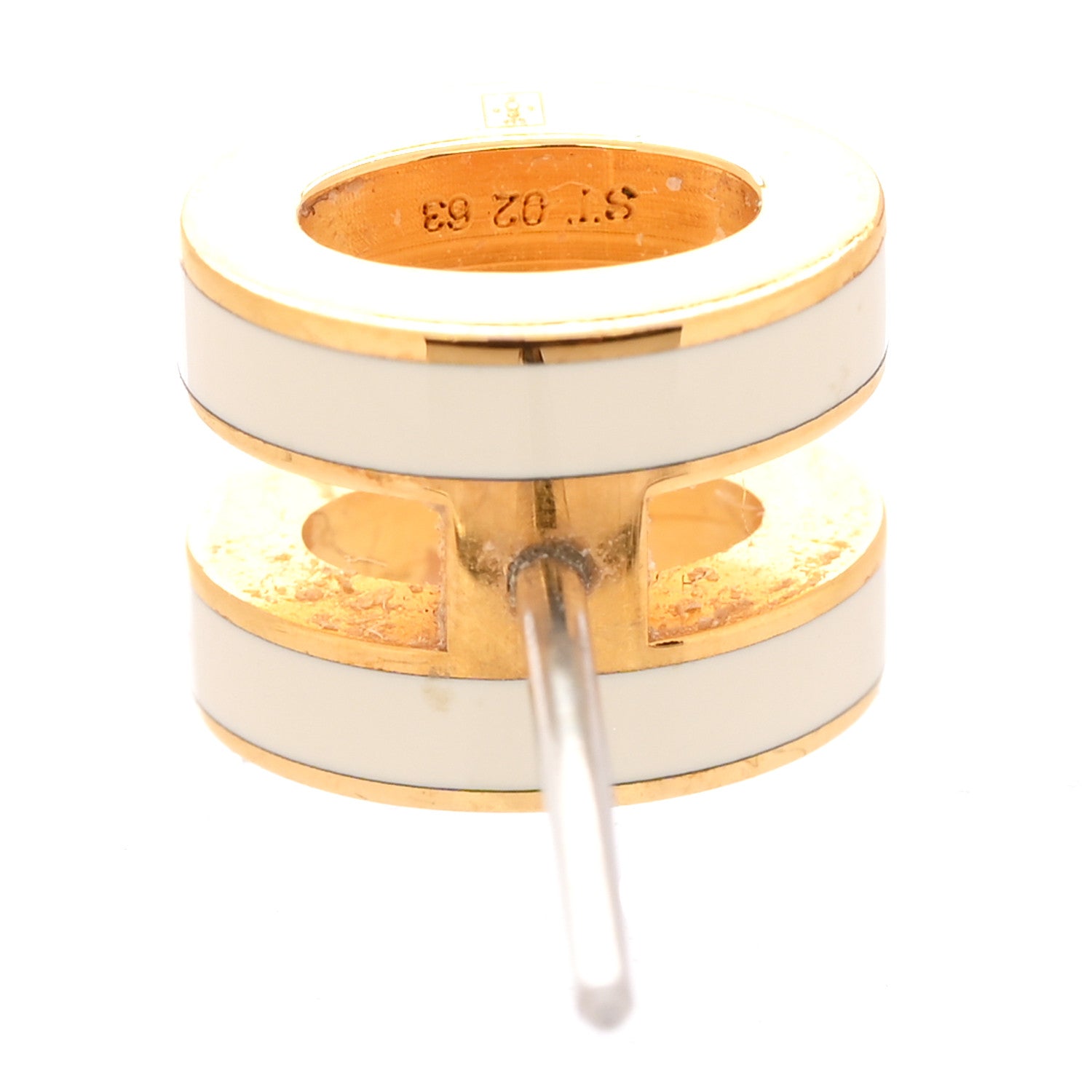 Hermes Gold Lacquered Mini Pop H Earrings White 4 of 5