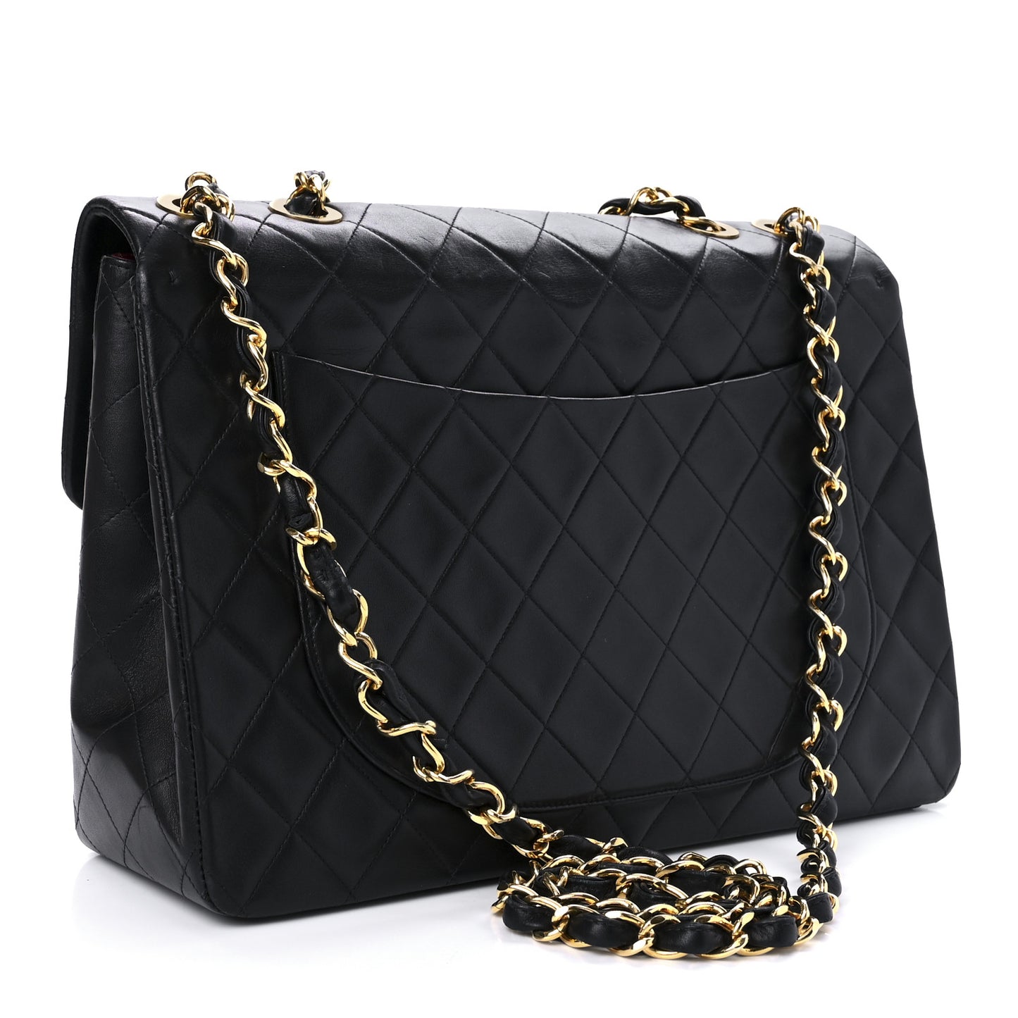 Lambskin Quilted XL Jumbo Single Flap Black