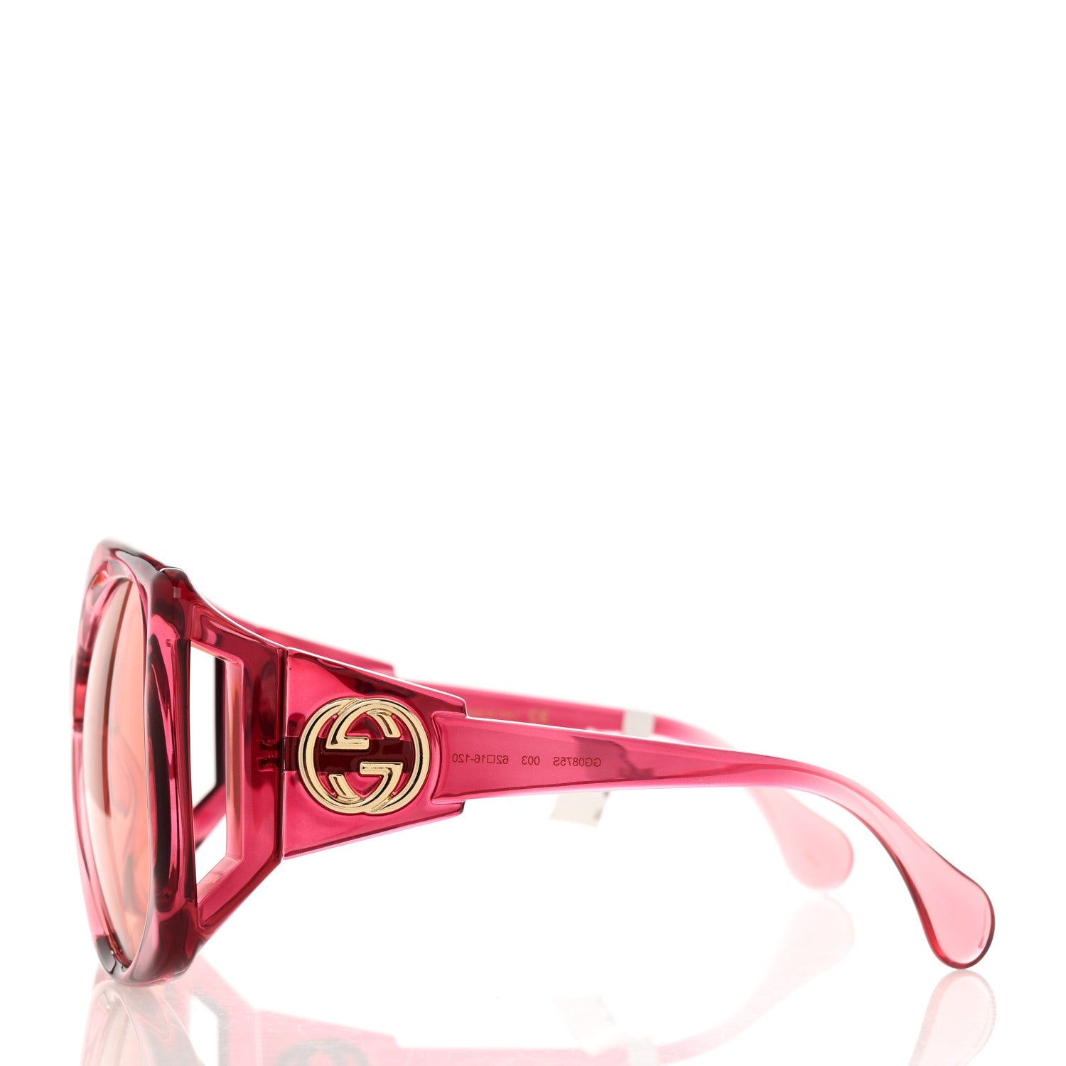 Gucci Acetate Round Sunglasses GG0875S Burgundy Orange 3 of 8