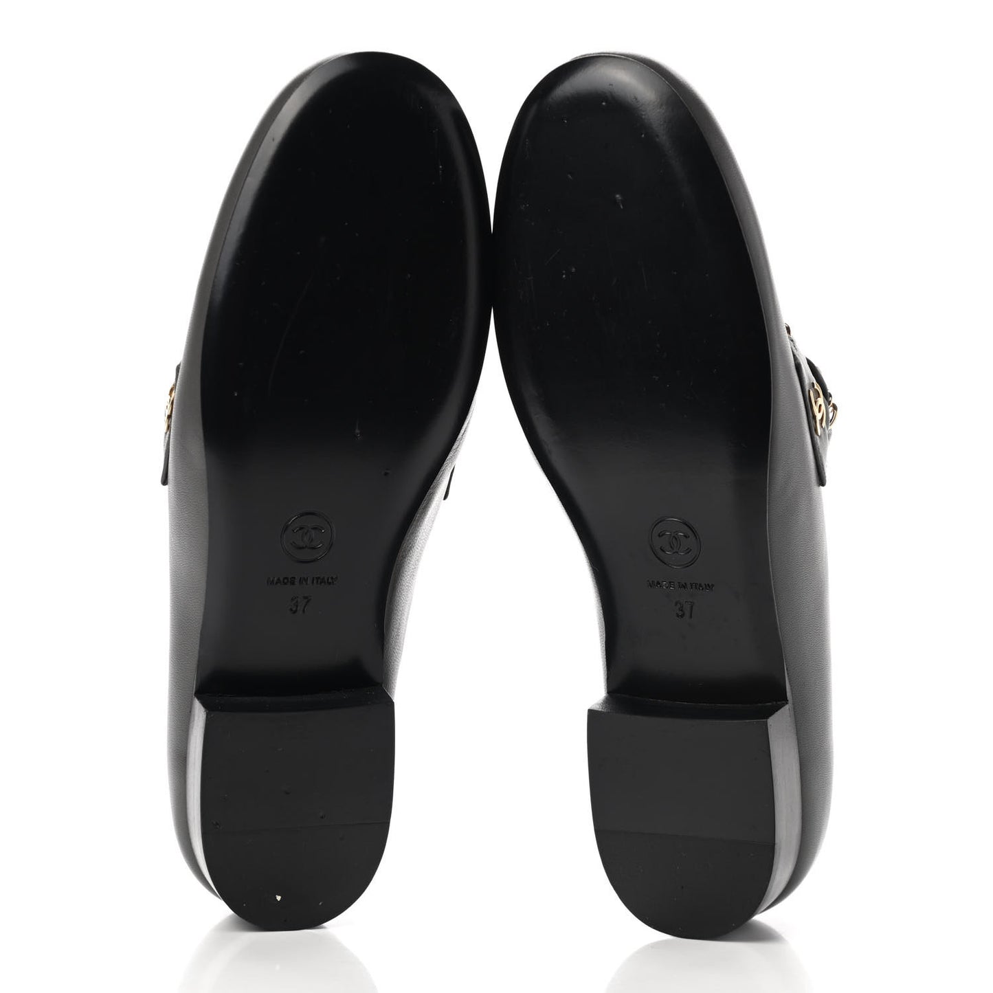 Lambskin CC Braided Chain Loafers 37 Grey