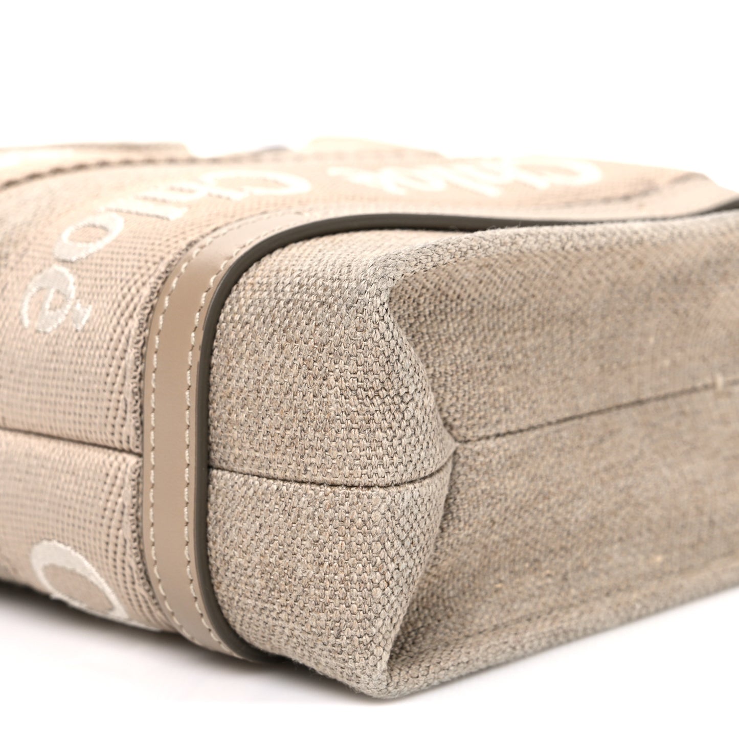 Linen Calfskin Mini Woody Ribbon Tote With Strap Boyish Brown