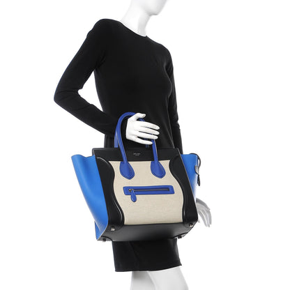 Celine Canvas Smooth Calfskin Mini Tri-Color Luggage Indigo 2 of 8