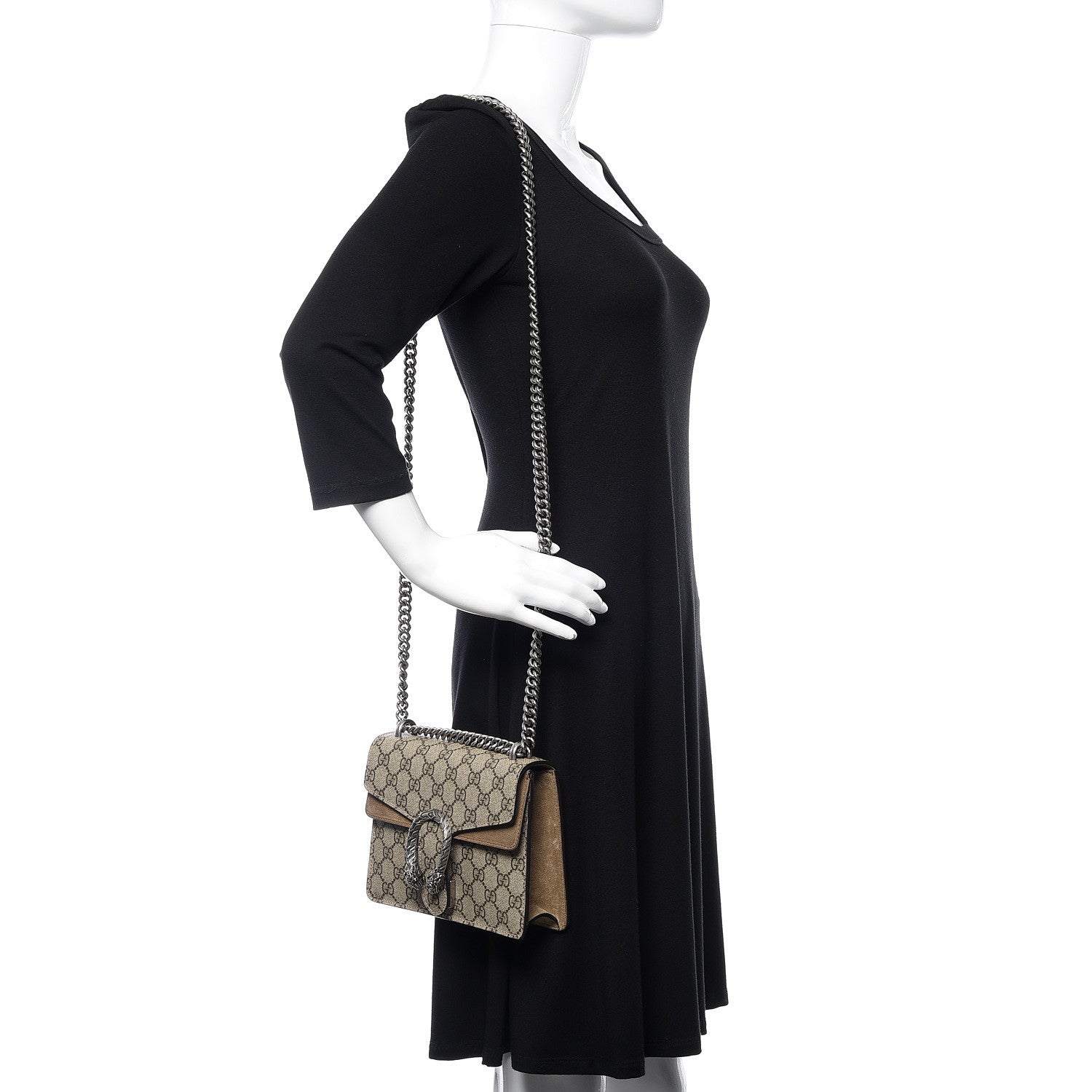 Gucci GG Supreme Monogram Mini Dionysus Shoulder Bag Taupe 2 of 13