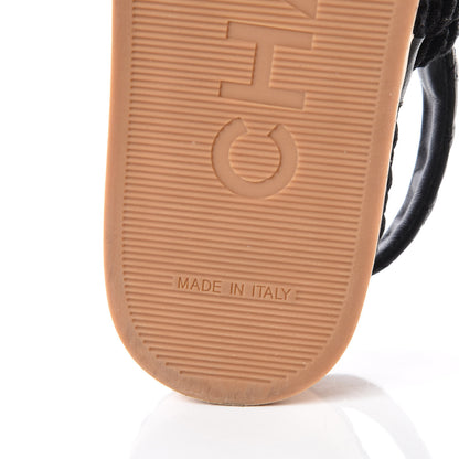 Chanel Cord Lambskin Quilted Logo Sandals 36 Black 6 of 9