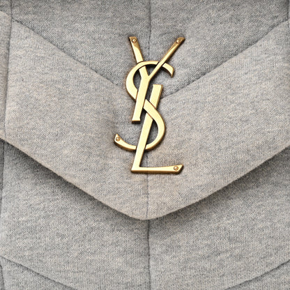 Saint Laurent Jersey Quilted Small Loulou Puffer Monogram Chain Satchel Grey Cloud 7 of 9