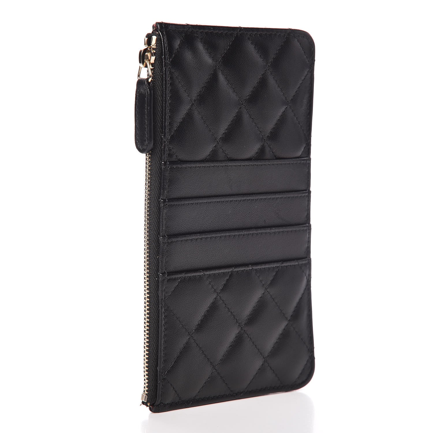 Chanel Lambskin Quilted Classic Flat Wallet Pouch Black 3 of 10