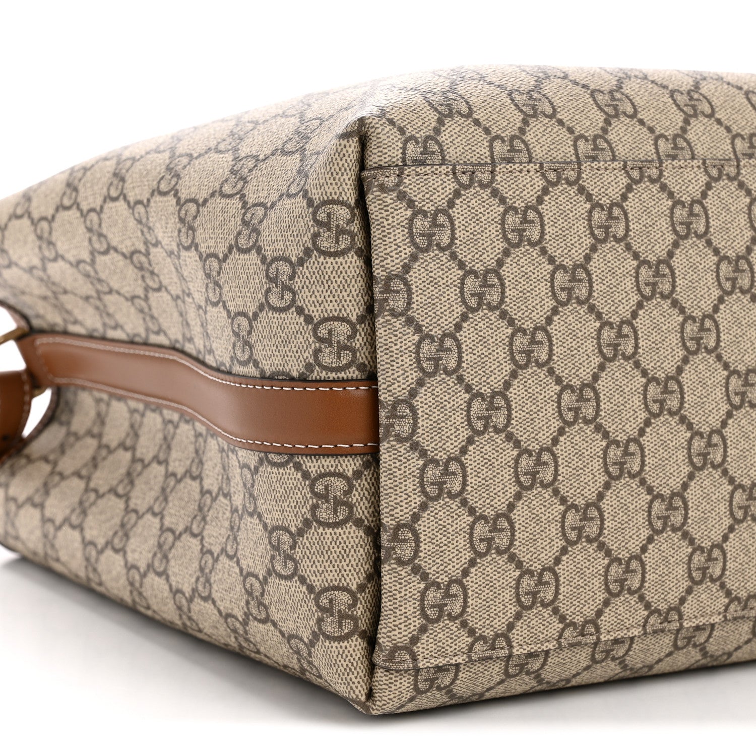 Gucci GG Supreme Monogram Medium Emblem Bucket Bag Beige Brown 9 of 11