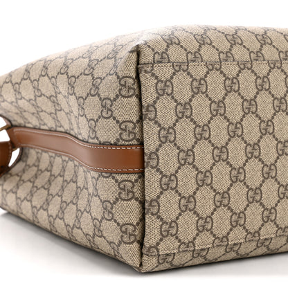 Gucci GG Supreme Monogram Medium Emblem Bucket Bag Beige Brown 9 of 11
