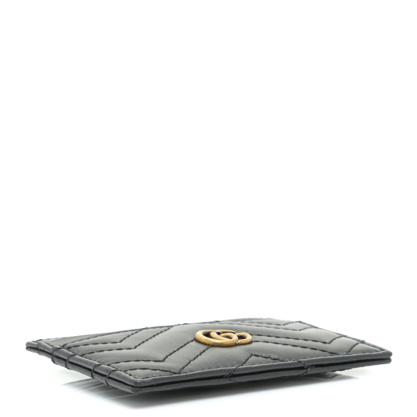 Calfskin Matelasse GG Marmont Card Holder Black