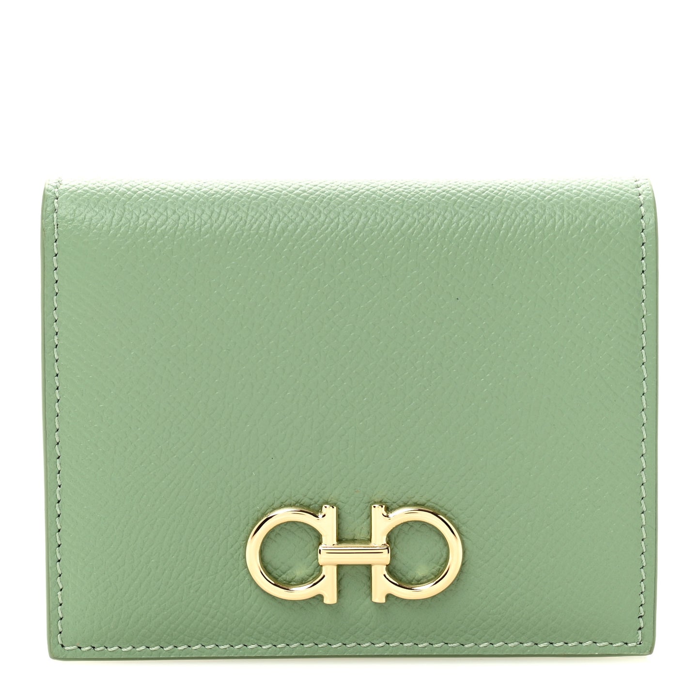Grained Calfskin Folding Wallet Seagrass