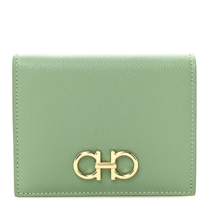 Salvatore Ferragamo Grained Calfskin Folding Wallet Seagrass 1 of 7