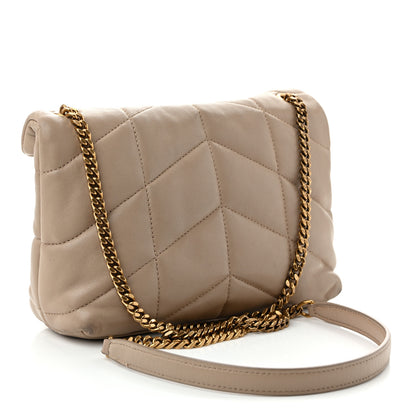 Saint Laurent Lambskin Quilted Toy Loulou Puffer Monogram Chain Satchel Nude Powder 3 of 10