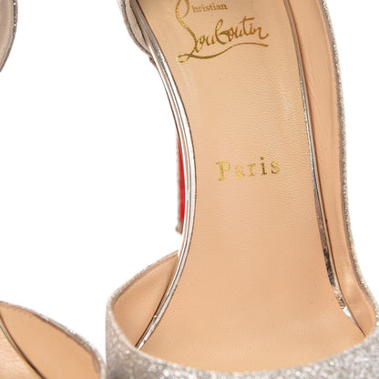 Christian Louboutin Glitter Mini Specchio Iriza 100 Pumps 38 Ivory Havana Beige 9 of 11