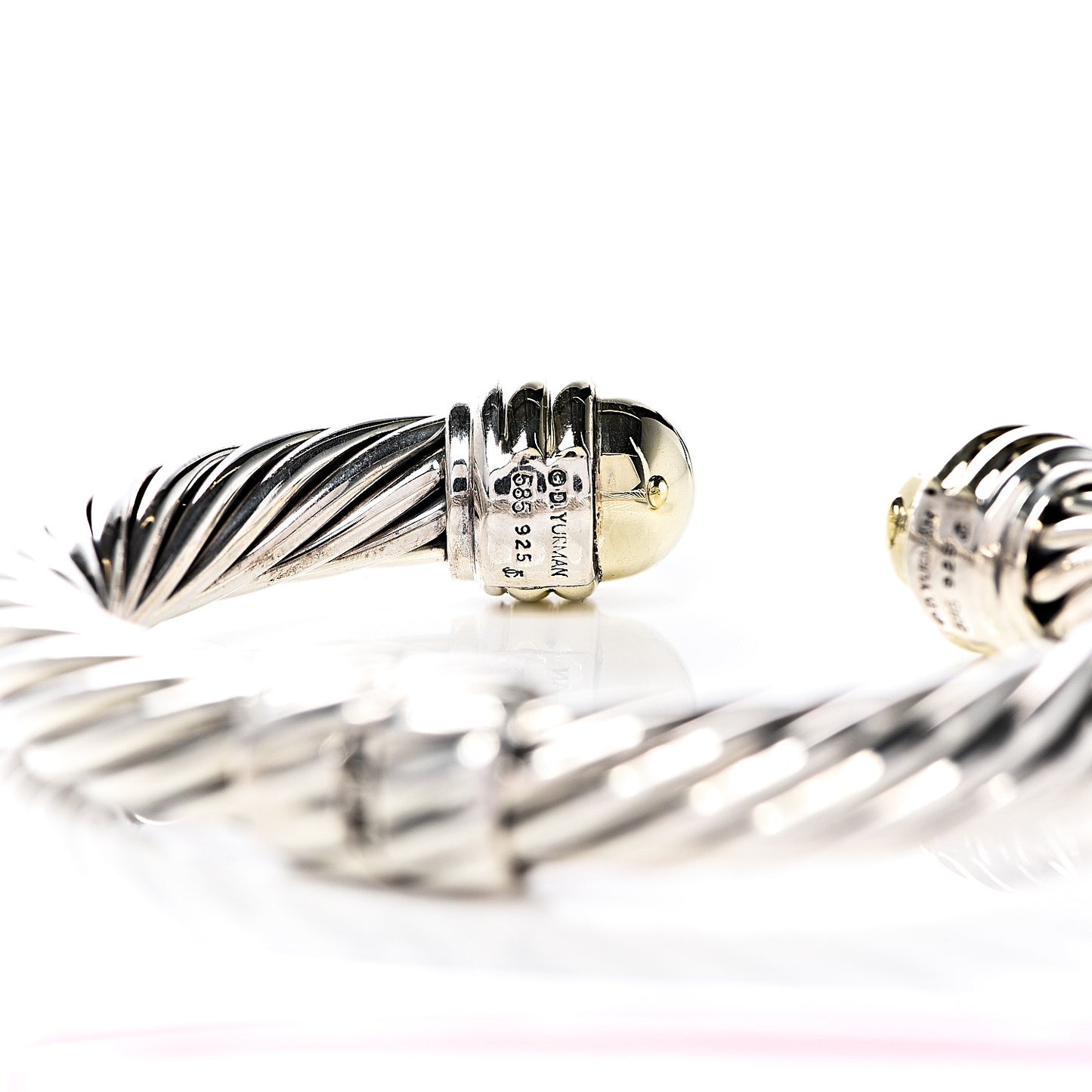 Sterling Silver 14K Yellow Gold 10mm Cable Classics Bracelet