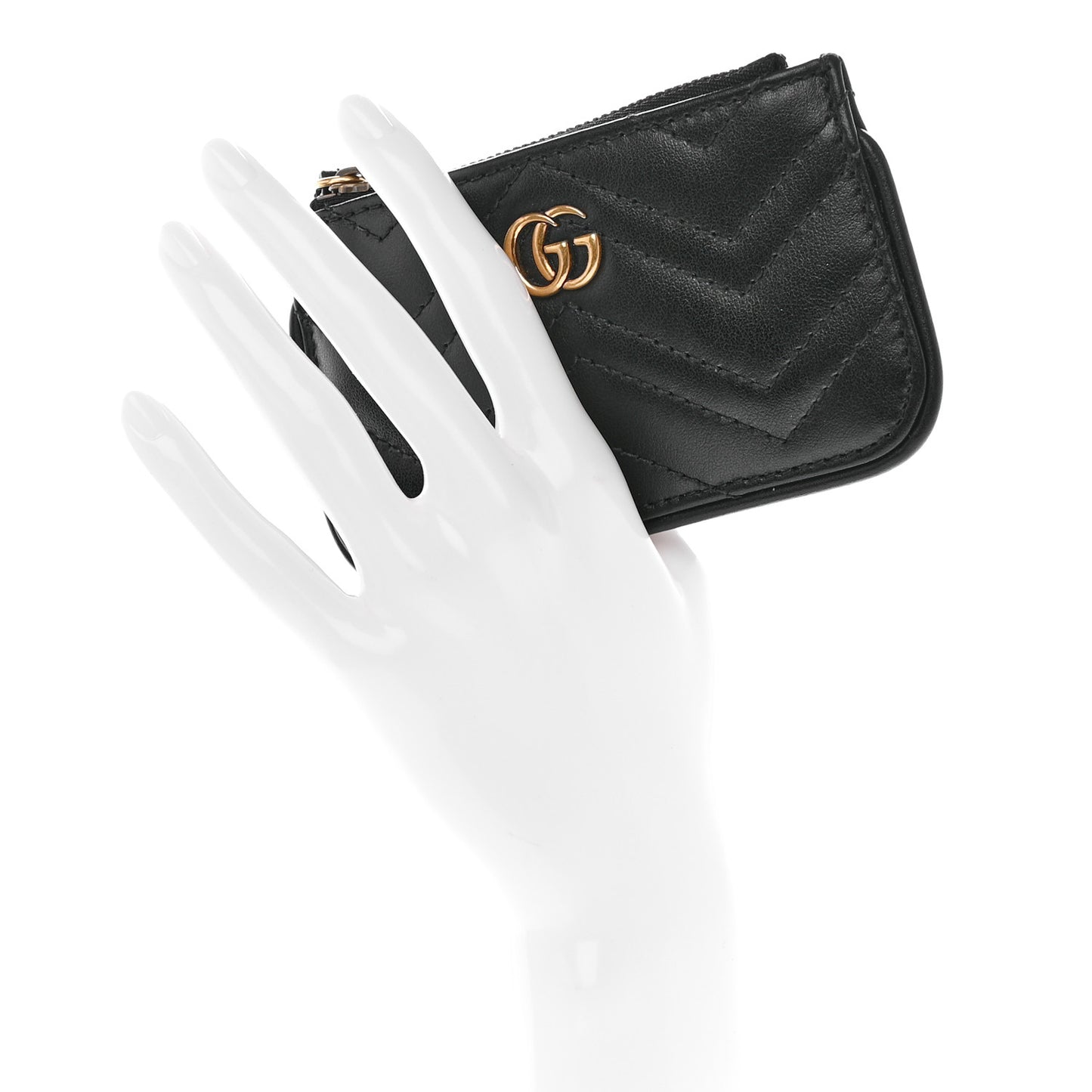 Calfskin Matelasse GG Marmont Key Case Black