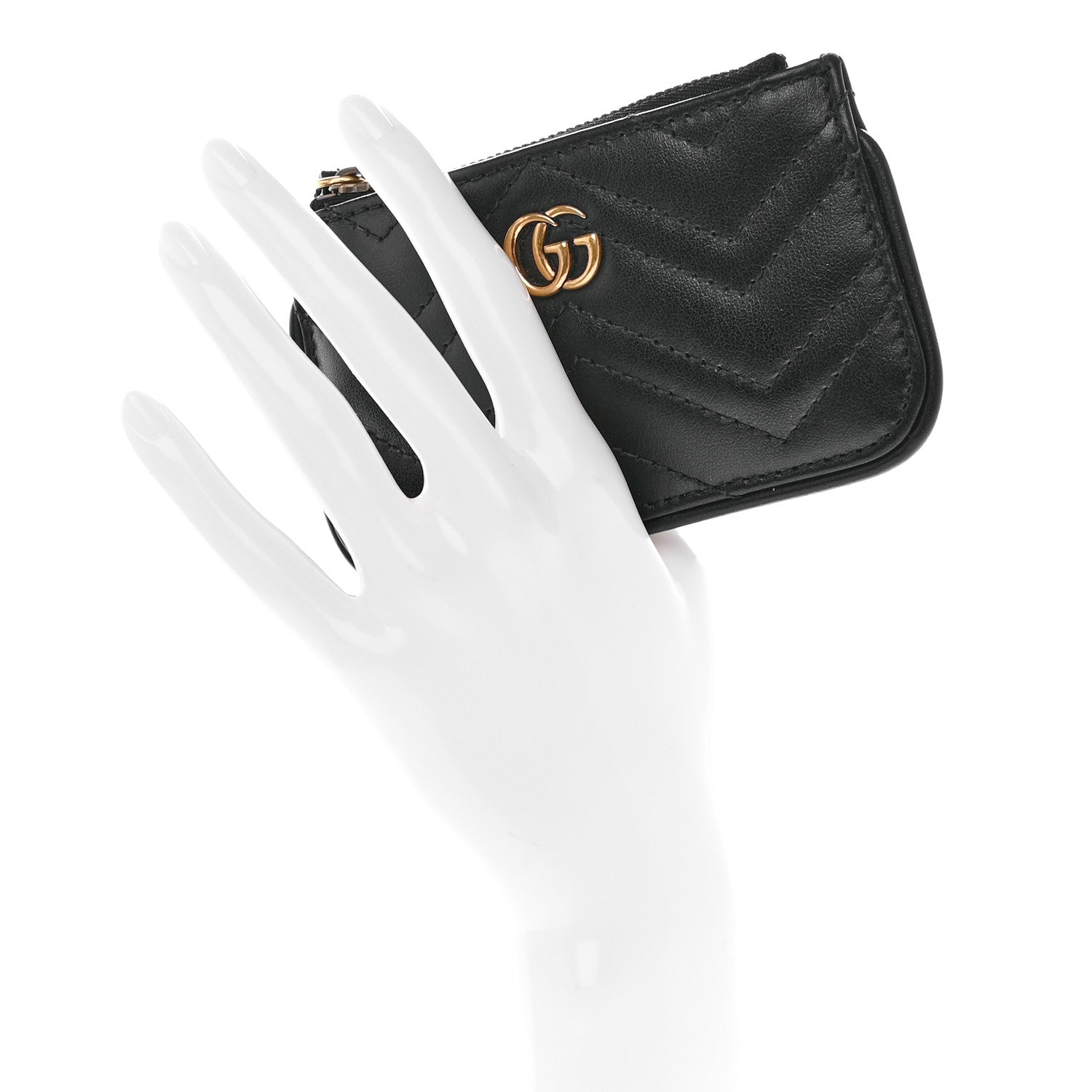 Gucci Calfskin Matelasse GG Marmont Key Case Black 2 of 8