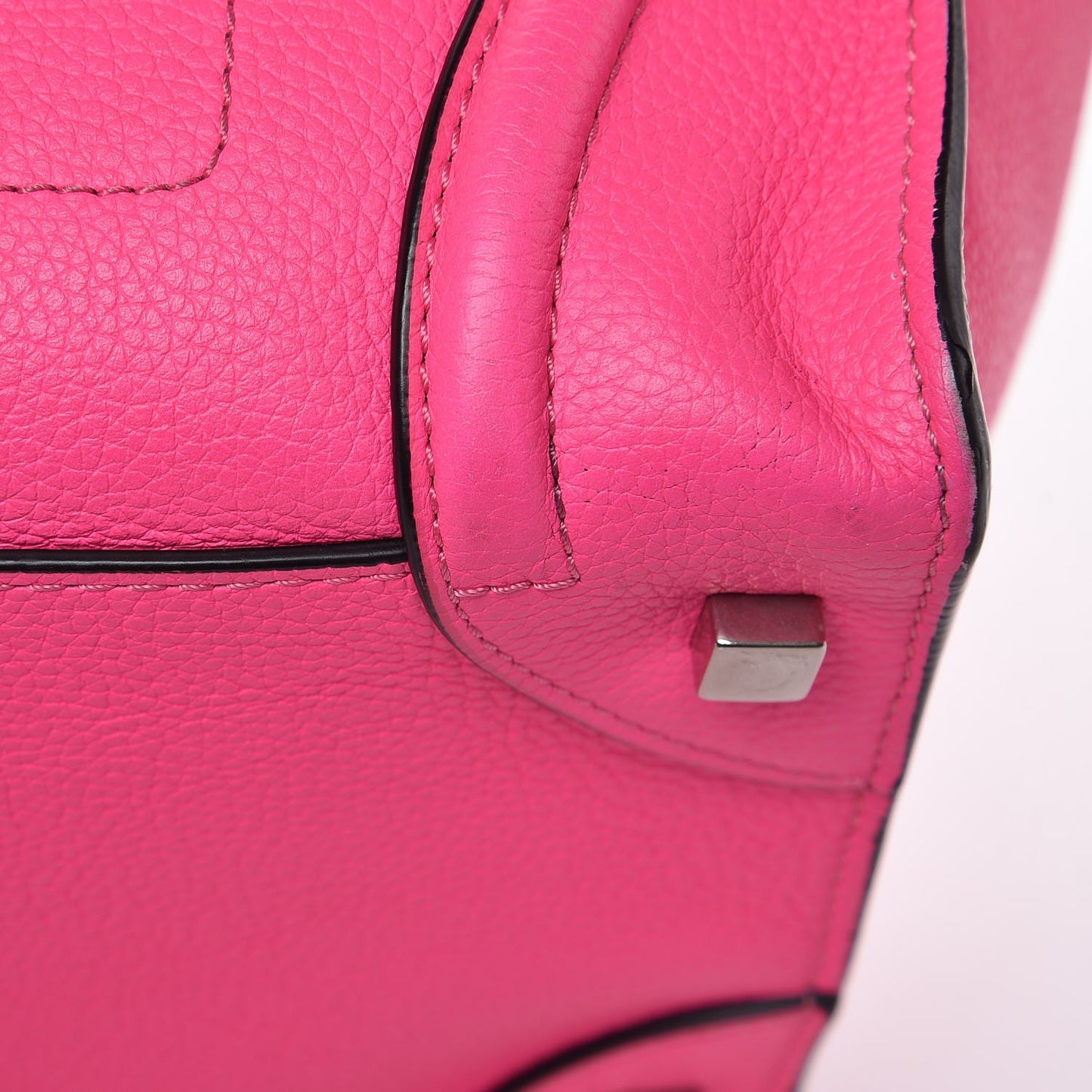 Drummed Calfskin Mini Luggage Fluo Pink