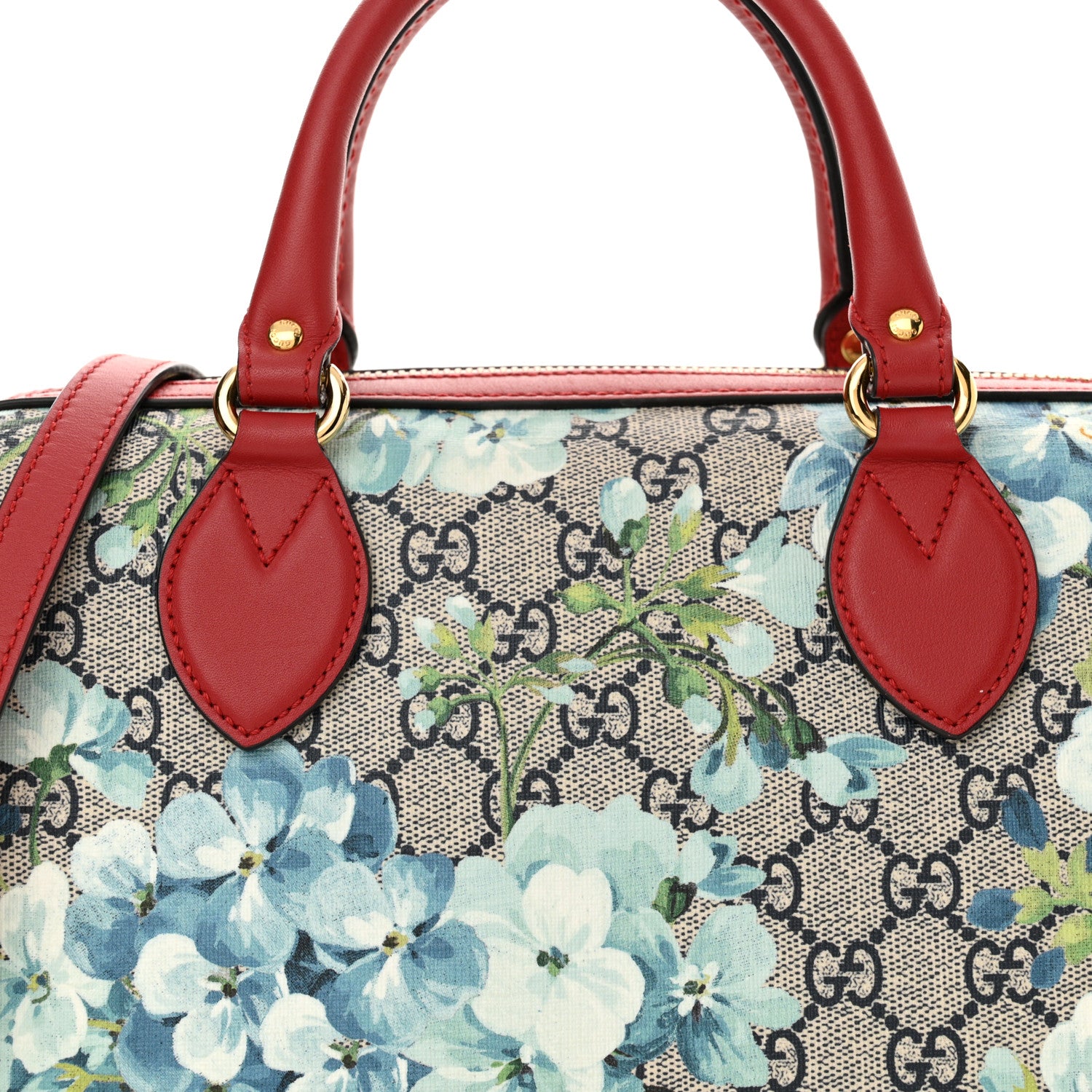 Gucci GG Supreme Monogram Blooms Small Boston Beige Blue Navy Hibiscus Red 8 of 11