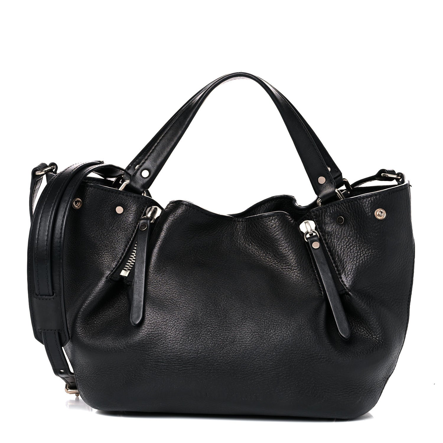 Burberry Grainy Calfskin House Check Small Maidstone Black 1 of 15