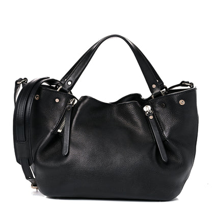 Burberry Grainy Calfskin House Check Small Maidstone Black 1 of 15