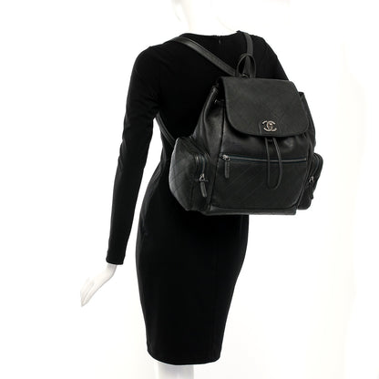 Chanel Grained Calfskin Stitched Pocket Backpack Dark Green 2 of 7