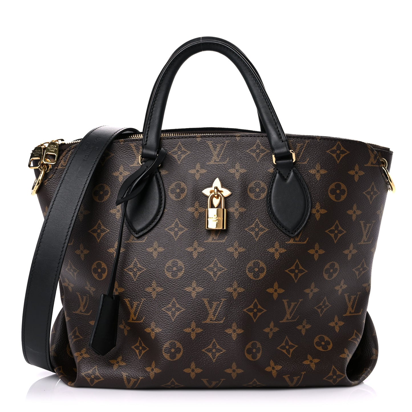 Monogram Flower Zipped Tote MM Black