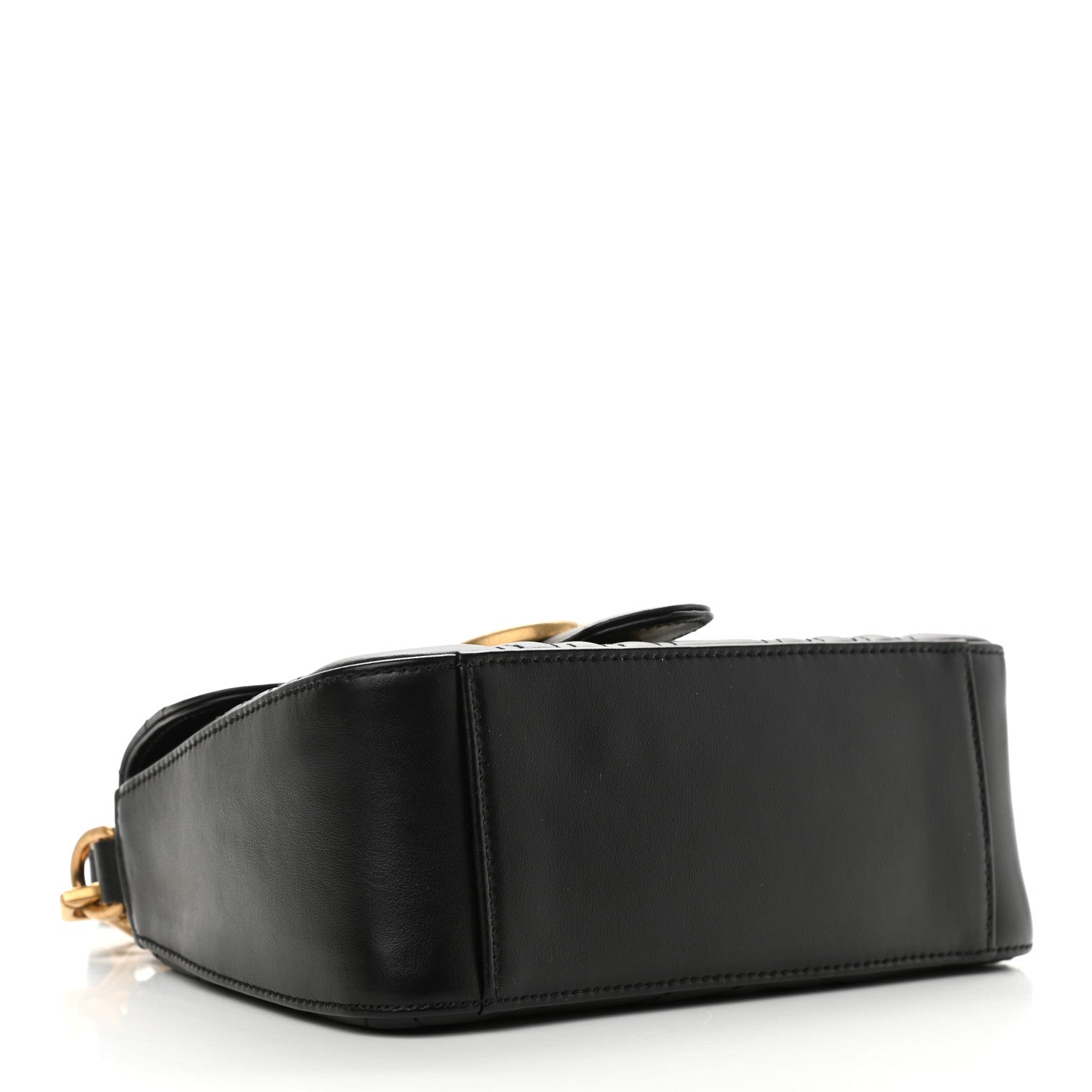 Gucci Calfskin Matelasse Mini GG Marmont Top Handle Shoulder Bag Black 4 of 11
