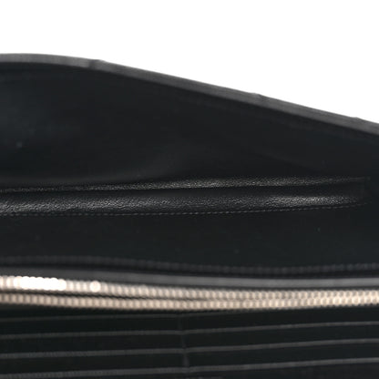 Saint Laurent Grain De Poudre Matelasse Chevron Monogram Chain Wallet Black 5 of 12