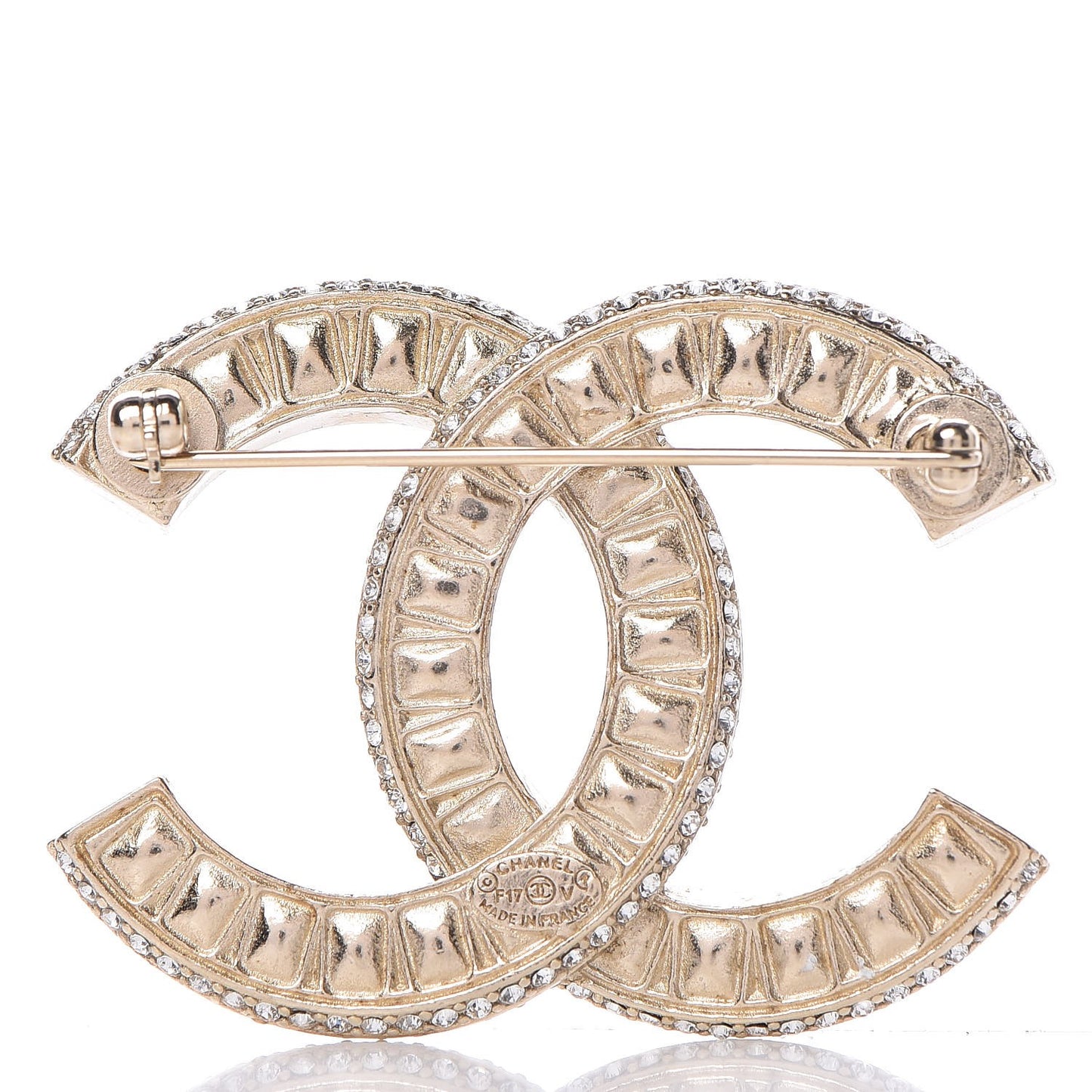 Baguette Crystal CC Brooch Gold