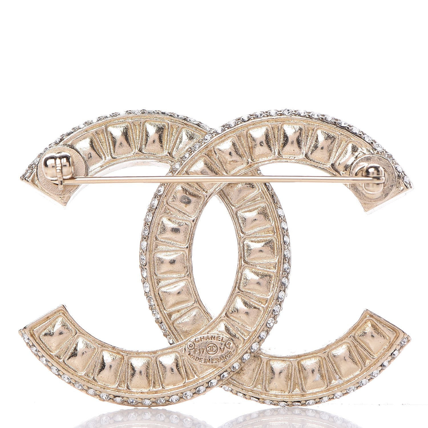 Chanel Baguette Crystal CC Brooch Gold 3 of 5