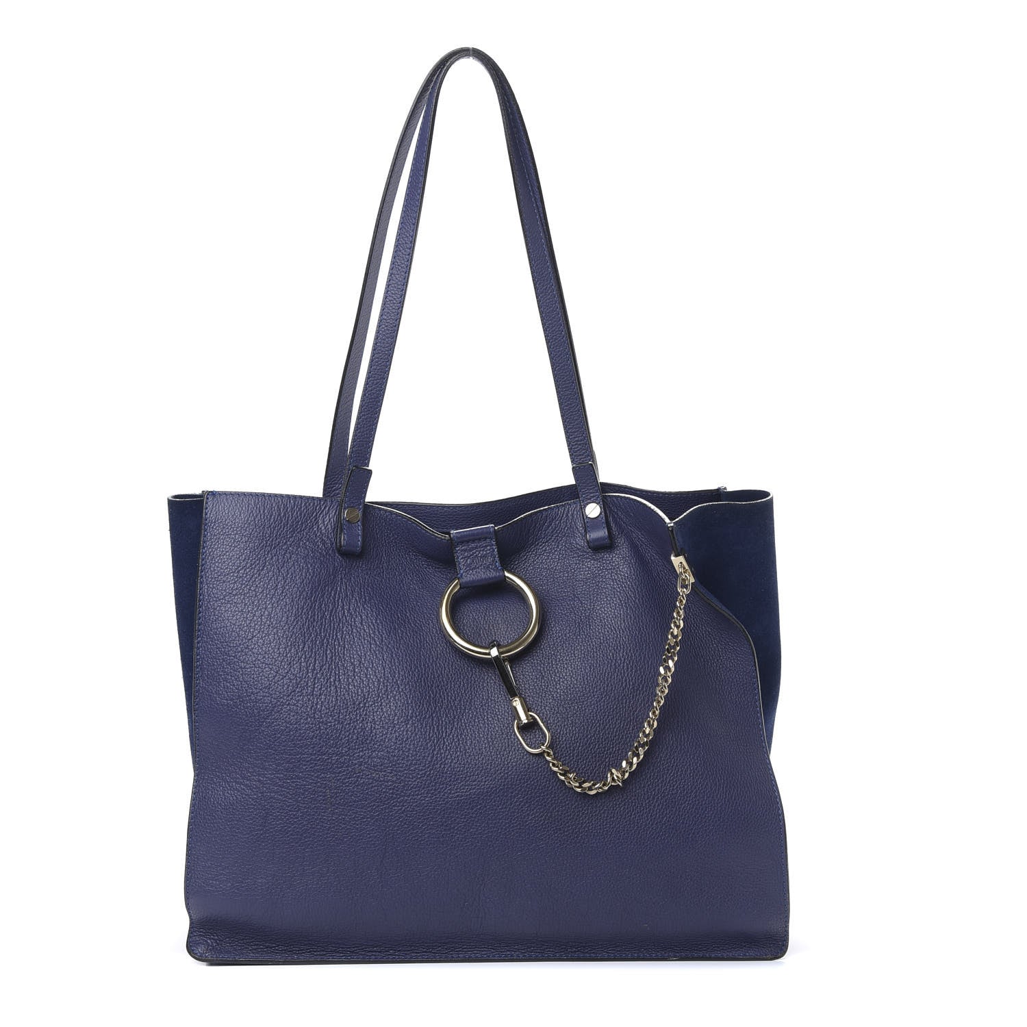 Chloe Grained Calfskin Suede Medium Faye Tote Royal Navy 1 of 10