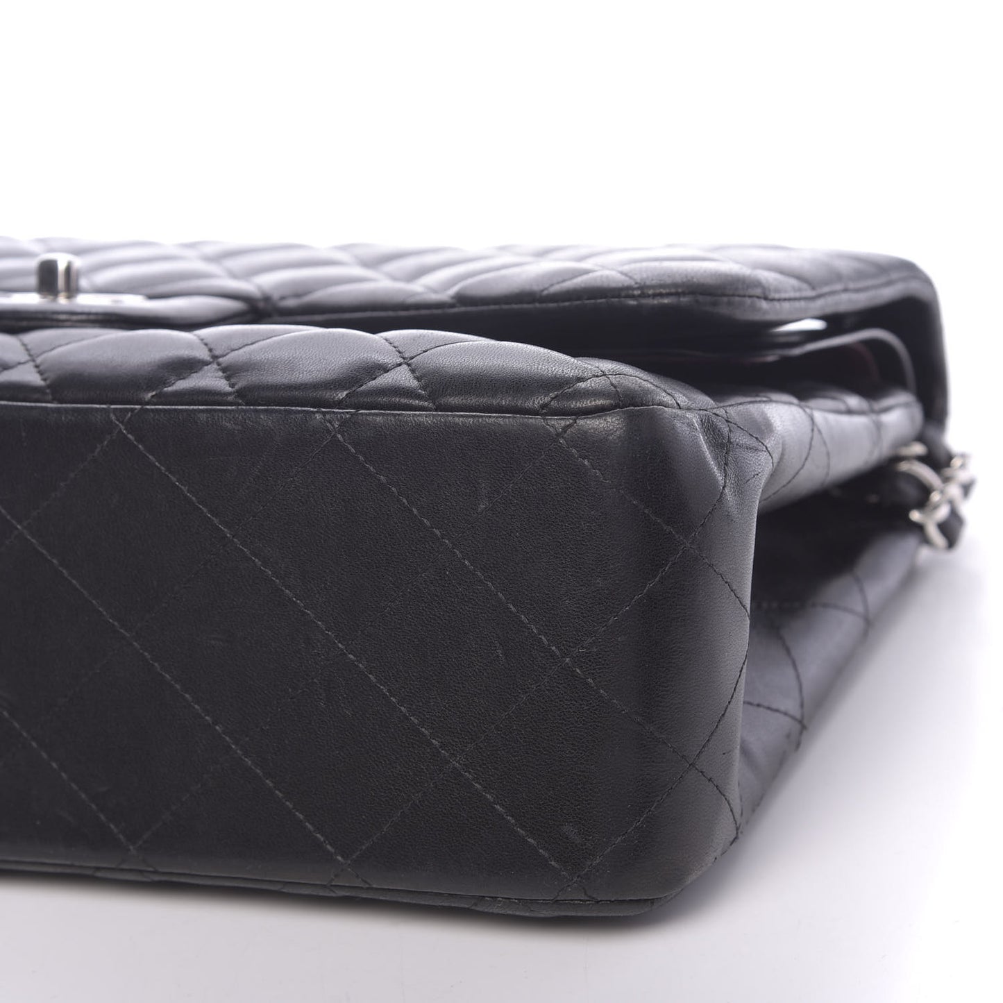 Lambskin Quilted Jumbo Double Flap Black