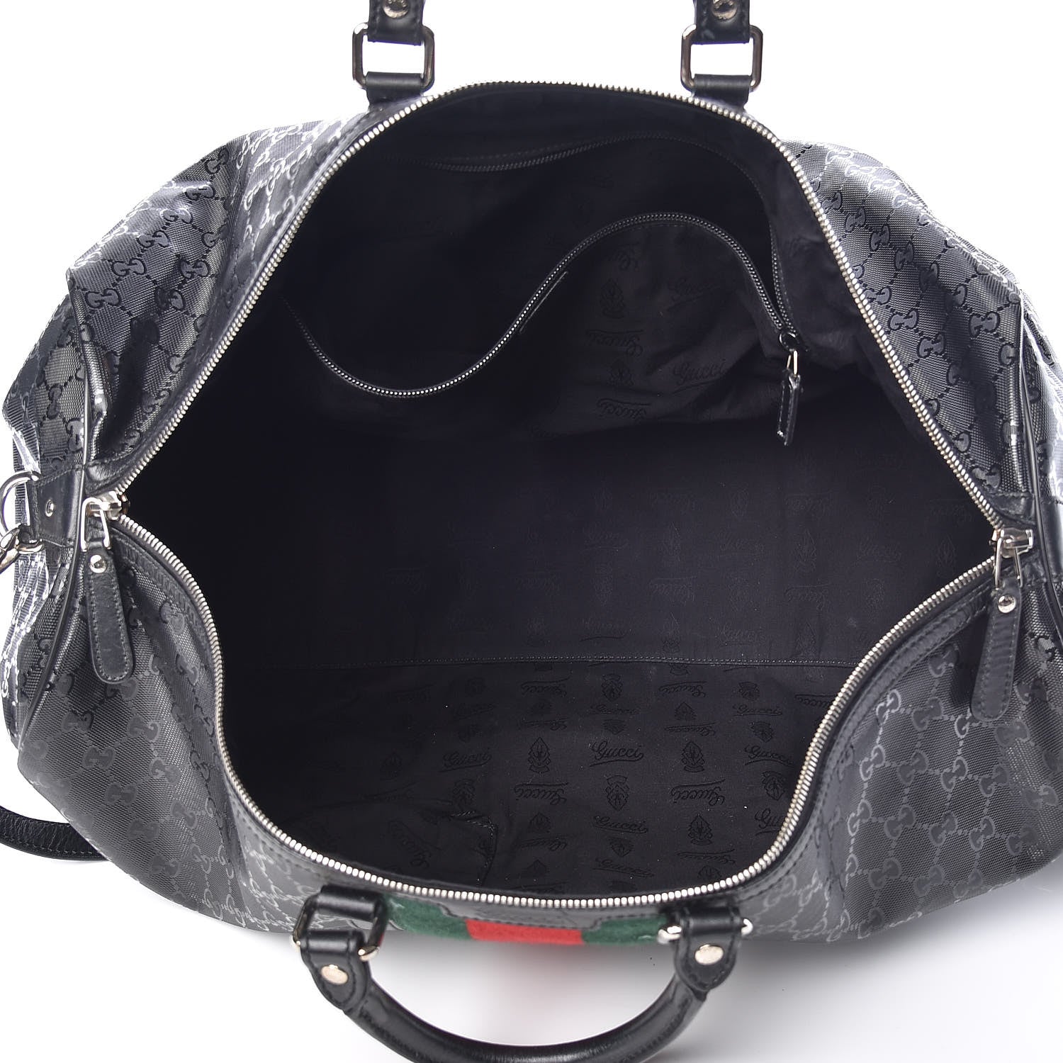 Gucci Imprime Monogram Web Carry On Duffle Bag Black 5 of 17