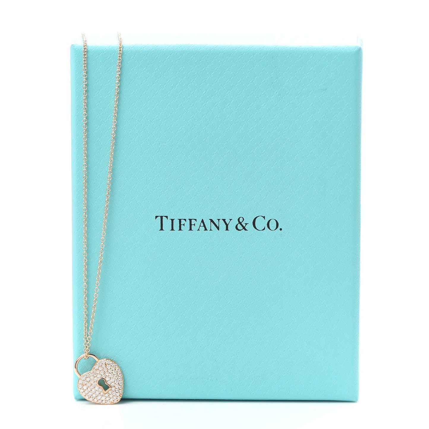18K Rose Gold Diamond Heart Lock Pendant Necklace