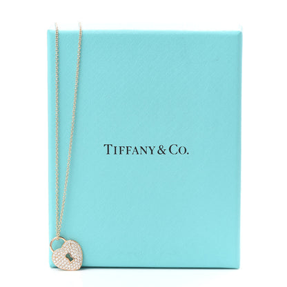 Tiffany 18K Rose Gold Diamond Heart Lock Pendant Necklace 6 of 6