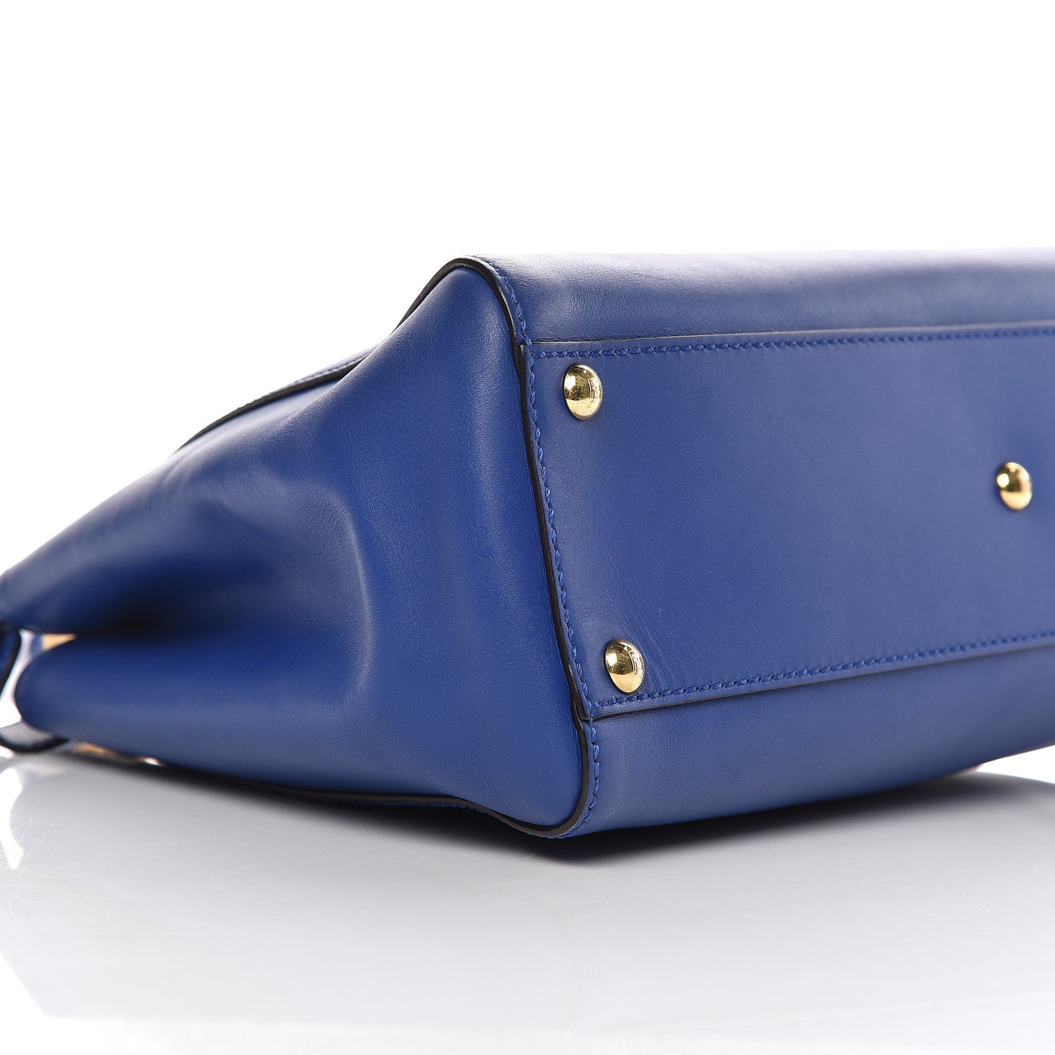 Fendi Vitello Morgan Fabric Jacquard Pequin Medium Peekaboo Iconic Satchel Blue Neon Tobacco 8 of 9