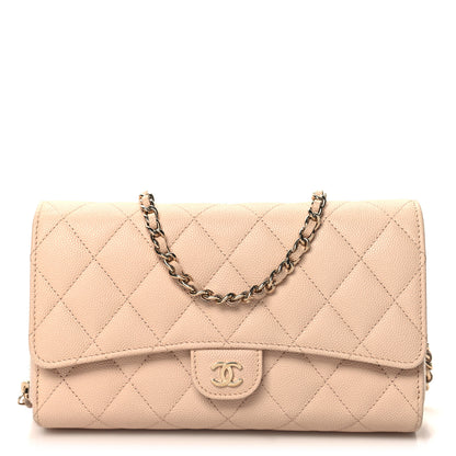 Chanel Caviar Quilted Phone Holder Wallet on Removable Chain Light Beige 1 of 13