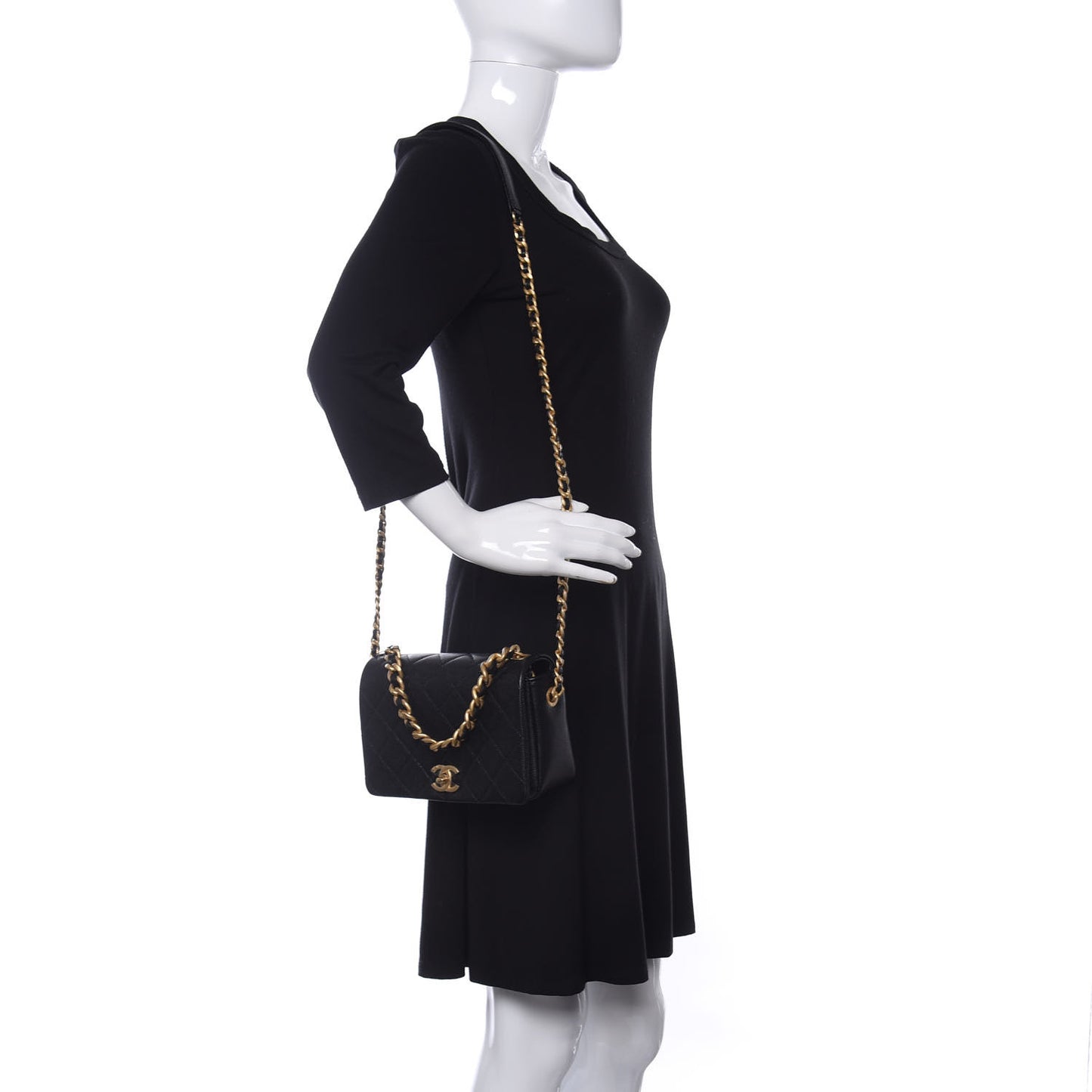 Caviar Quilted Small Fashion Therapy Flap Bag Black