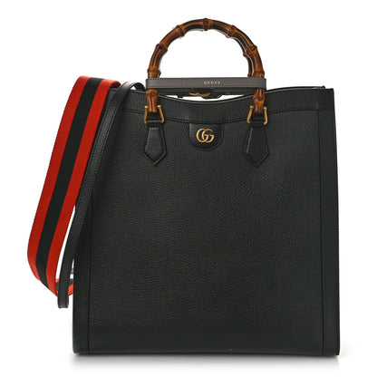 Gucci Wonka Grain Calfskin Large Diana Tote Bag Black 1 of 8