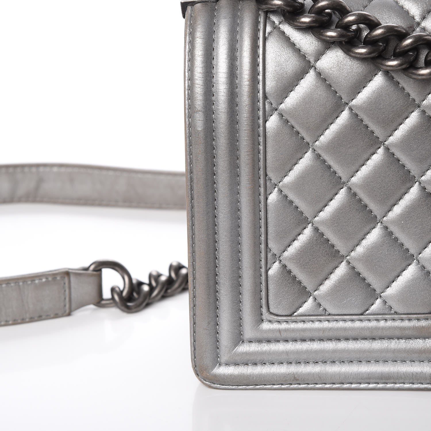 Chanel Metallic Calfskin Quilted Medium Boy Flap Silver 10 of 24