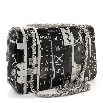 Chanel Lambskin Graffiti Printed Medium Double Flap Black Silver 3 of 10